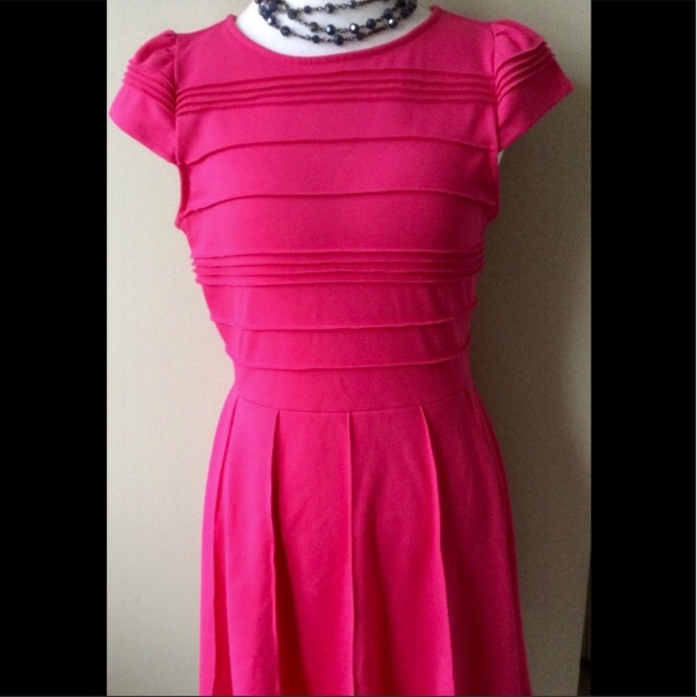 Elle cherry pink fit and flare dress